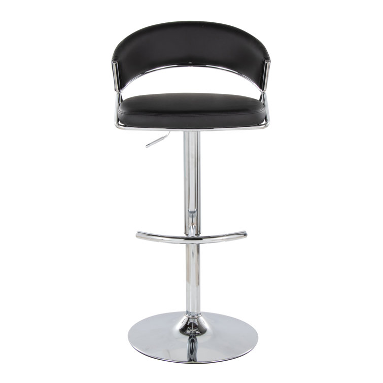 Adjustable Black Faux Leather and Chrome Swivel Barstool Set