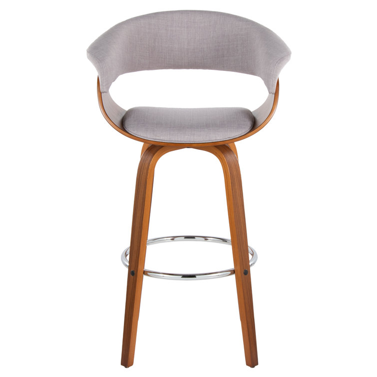 Vintage Walnut and Chrome Swivel Barstool Set