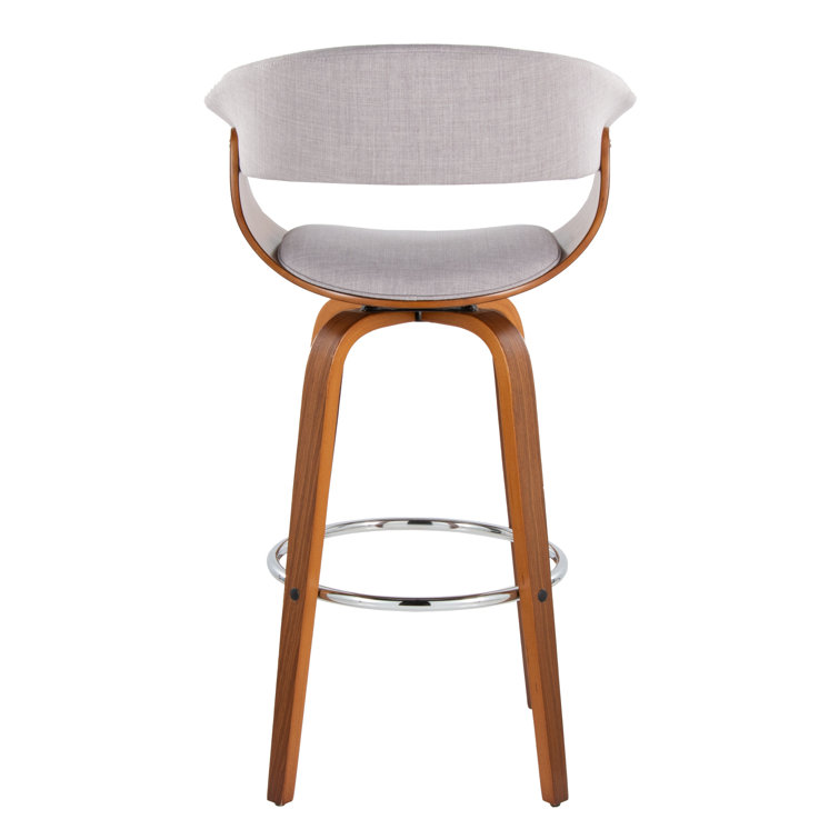 Vintage Walnut and Chrome Swivel Barstool Set
