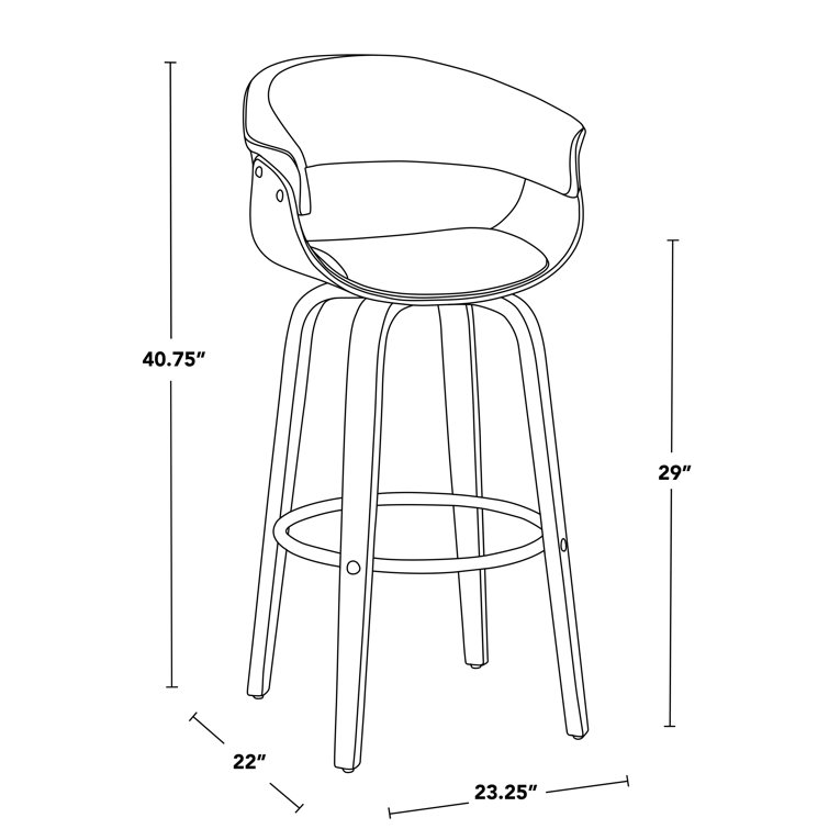 Gray and Walnut Swivel Barstool with Cushioned Seat, Set of 2