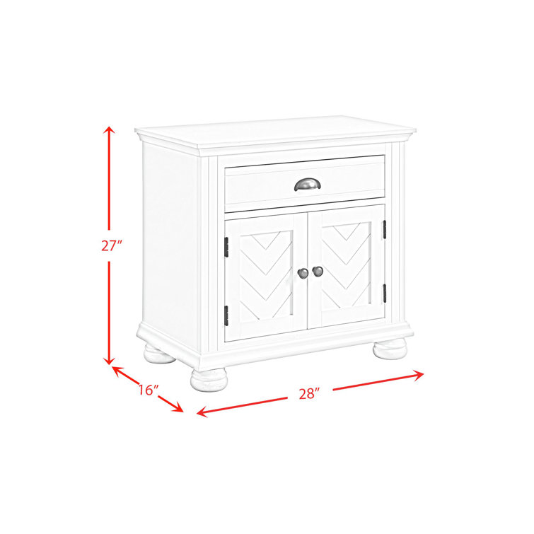 Gray Chevron Pattern 1-Drawer Nightstand with USB Port