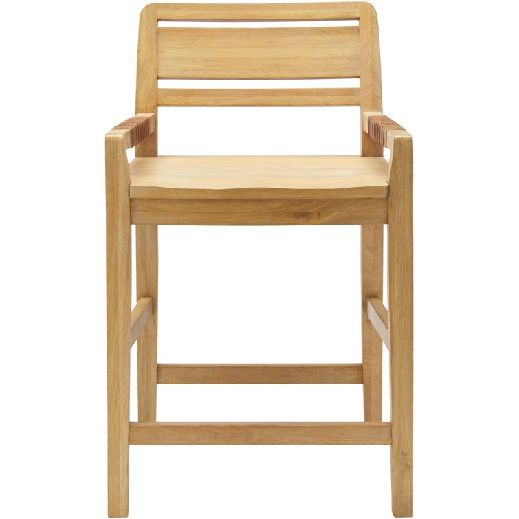 Oak and Leather Ladder Back Counter Stool