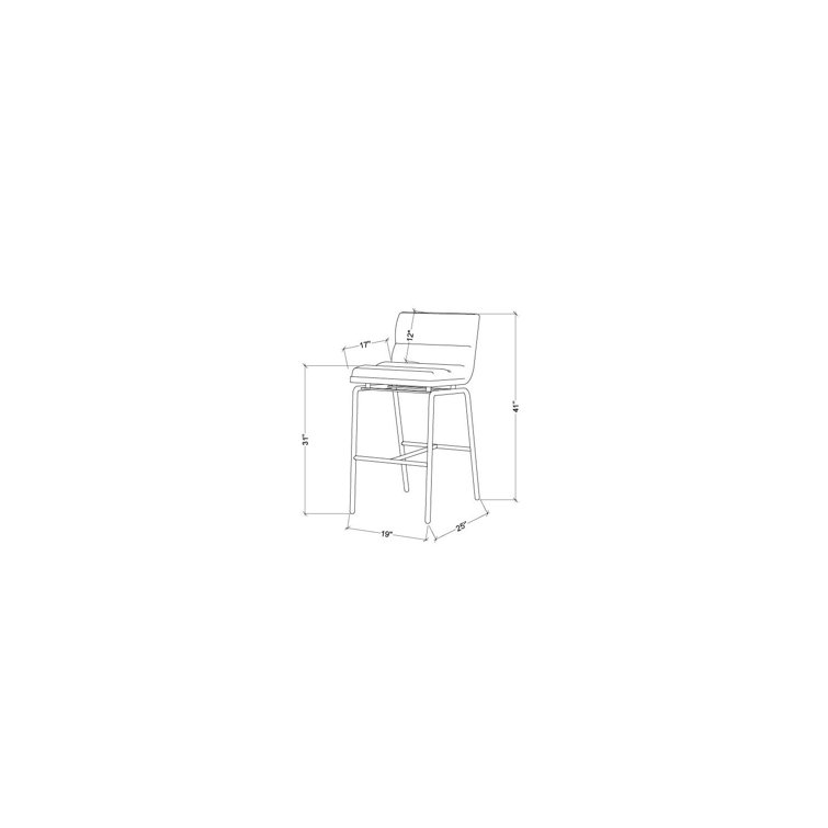 Black Metal Saddle Bar Stool with Brown Upholstered Seat