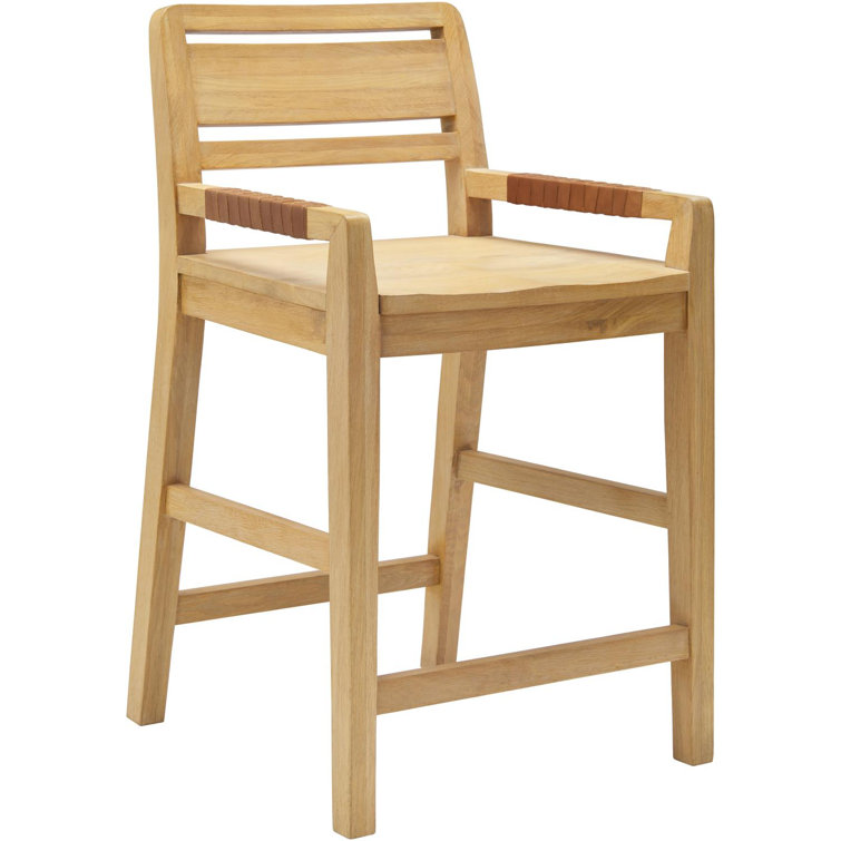 Oak and Leather Ladder Back Counter Stool