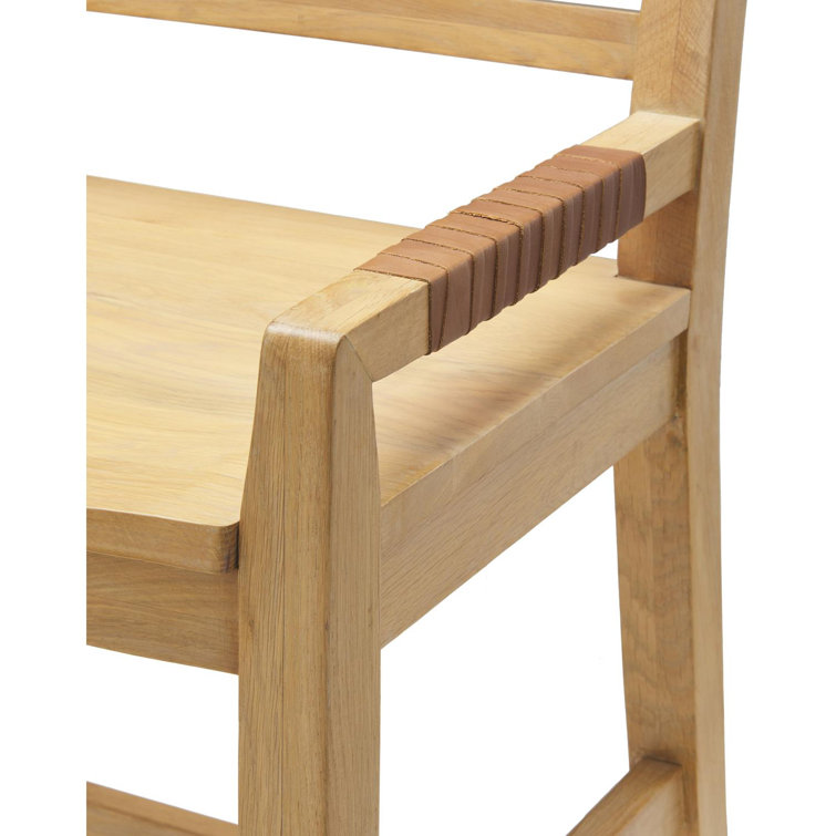 Oak and Leather Ladder Back Counter Stool