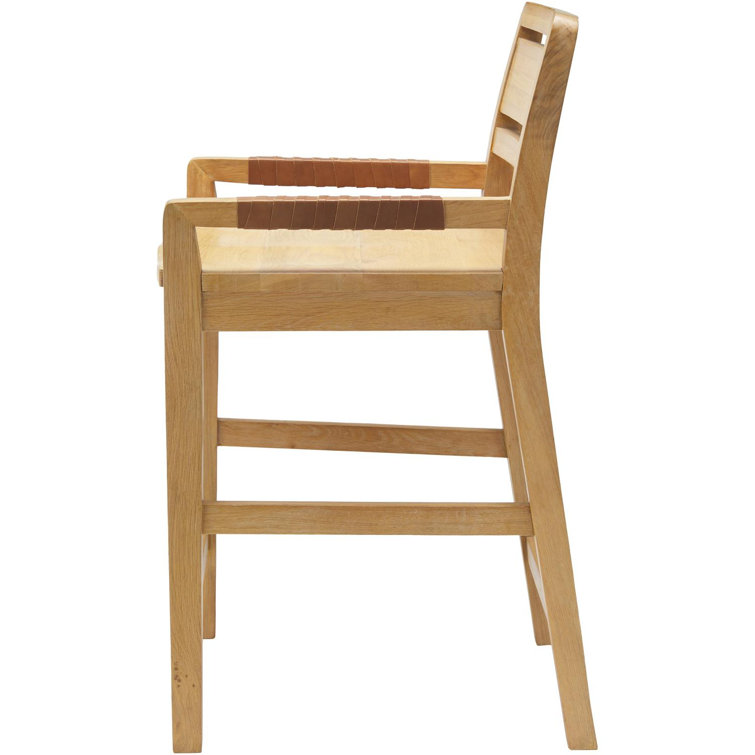 Oak and Leather Ladder Back Counter Stool