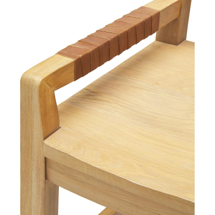 Oak and Leather Ladder Back Counter Stool