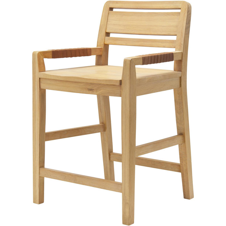 Oak and Leather Ladder Back Counter Stool