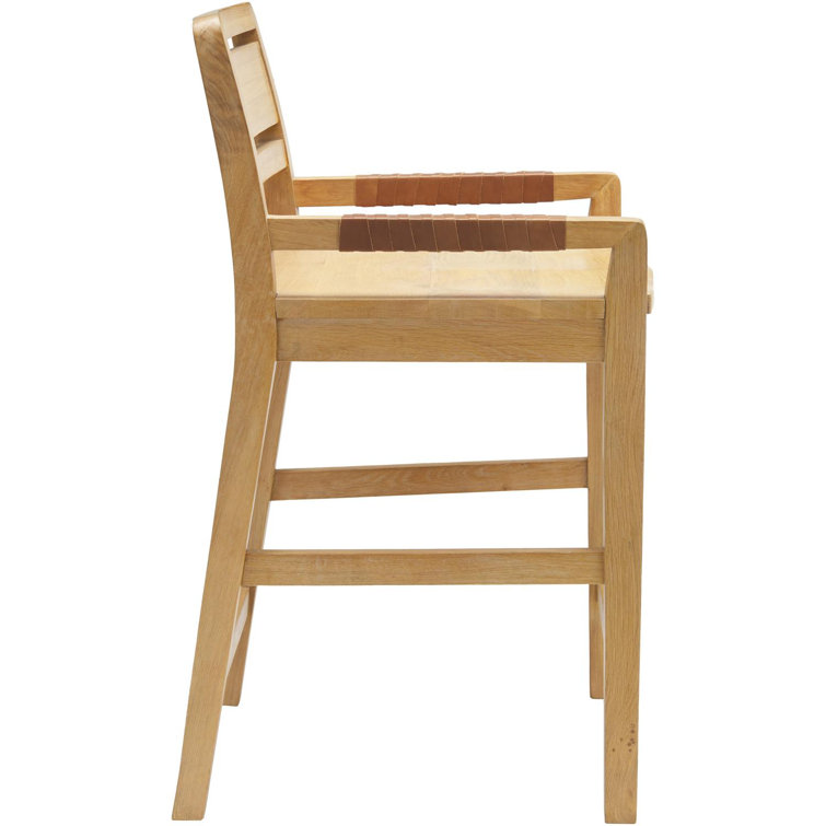 Oak and Leather Ladder Back Counter Stool