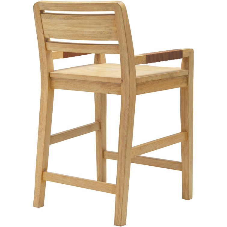 Oak and Leather Ladder Back Counter Stool