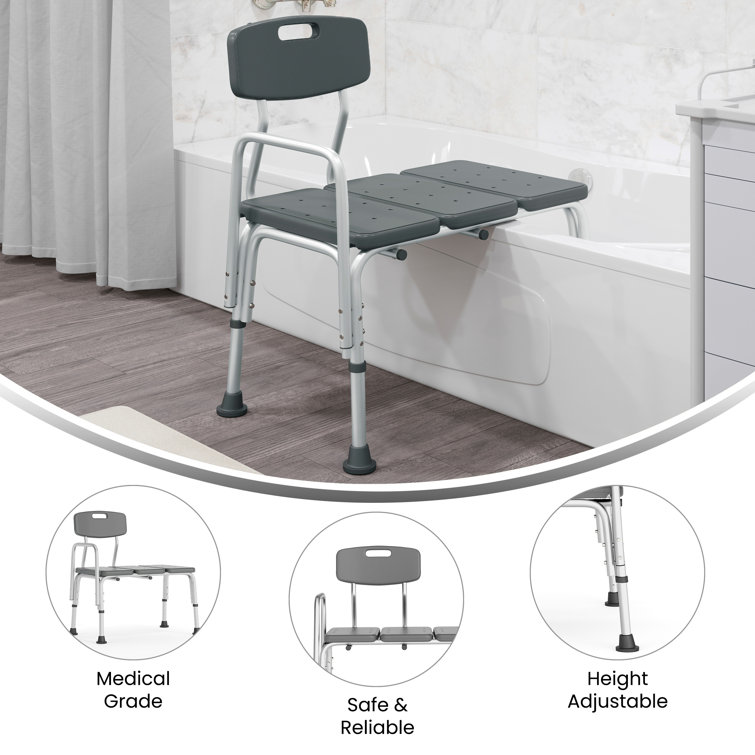 Hercules 300 Lb. Adjustable Gray Plastic Bath & Shower Transfer Bench