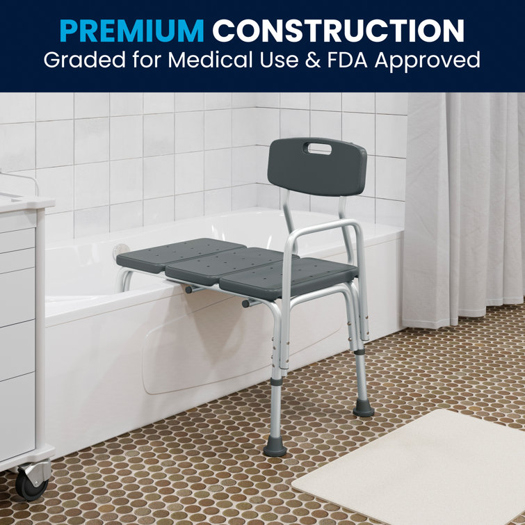 Hercules 300 Lb. Adjustable Gray Plastic Bath & Shower Transfer Bench