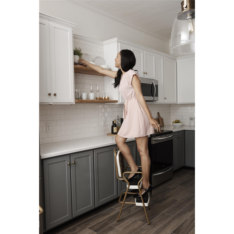 Gold and Cream Steel Foldable 2-Step Chair