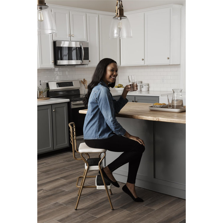 Gold and Cream Steel Foldable 2-Step Chair