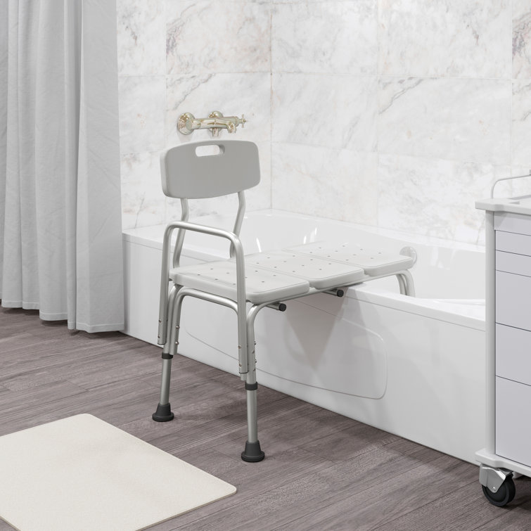 Hercules Series 300 lb Adjustable White Aluminum Bath Transfer Bench