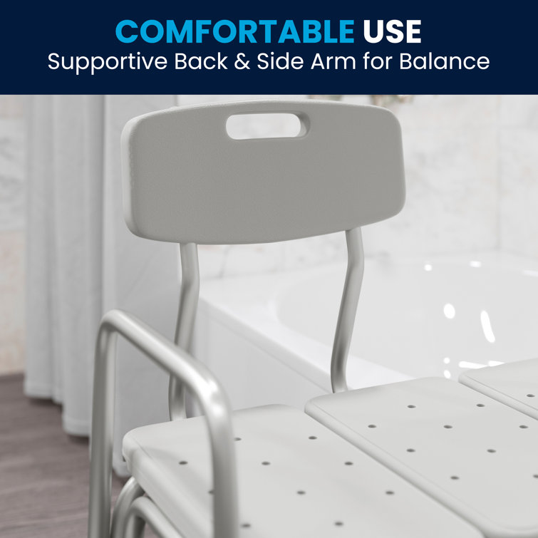 Hercules Series 300 lb Adjustable White Aluminum Bath Transfer Bench