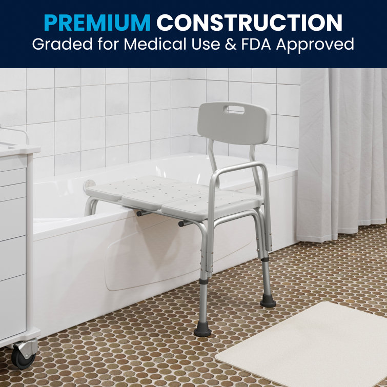 Hercules Series 300 lb Adjustable White Aluminum Bath Transfer Bench