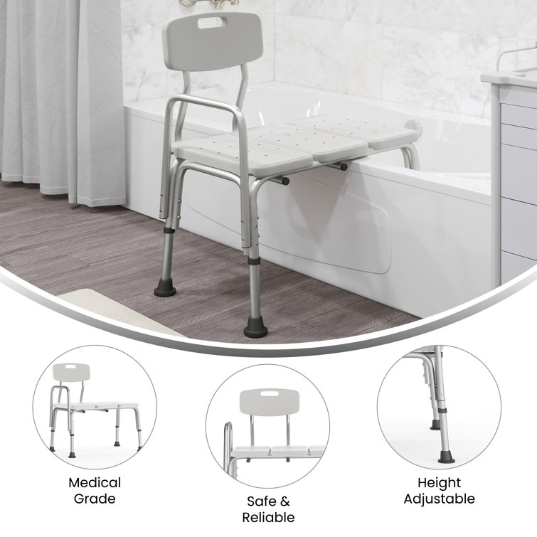 Hercules Series 300 lb Adjustable White Aluminum Bath Transfer Bench