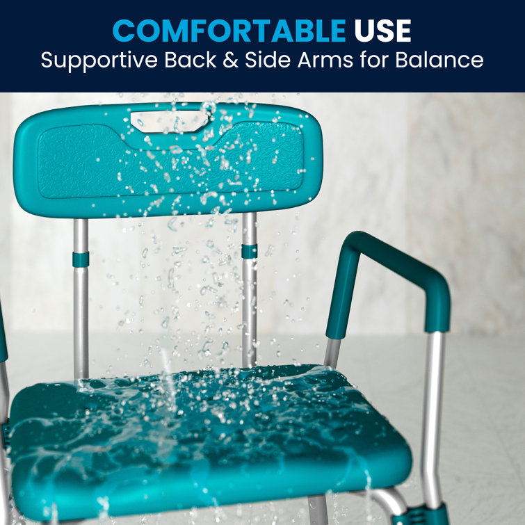 Hercules 300 Lb. Capacity Teal Adjustable Shower Chair with Arms