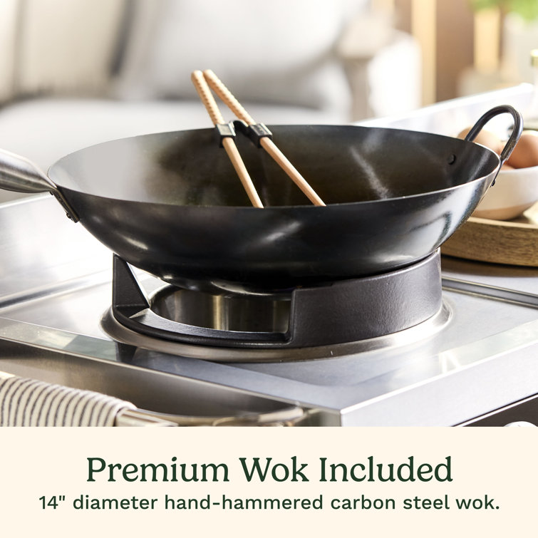 Cuisinart Black and Stainless Steel Outdoor Wok Station with Carbon Steel Wok