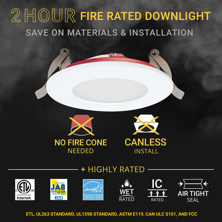 3-Inch Fire Rated Dimmable LED Recessed Light Pack