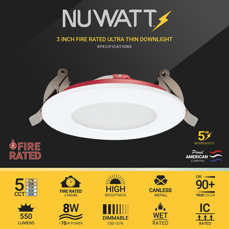 3-Inch Fire Rated Dimmable LED Recessed Light Pack