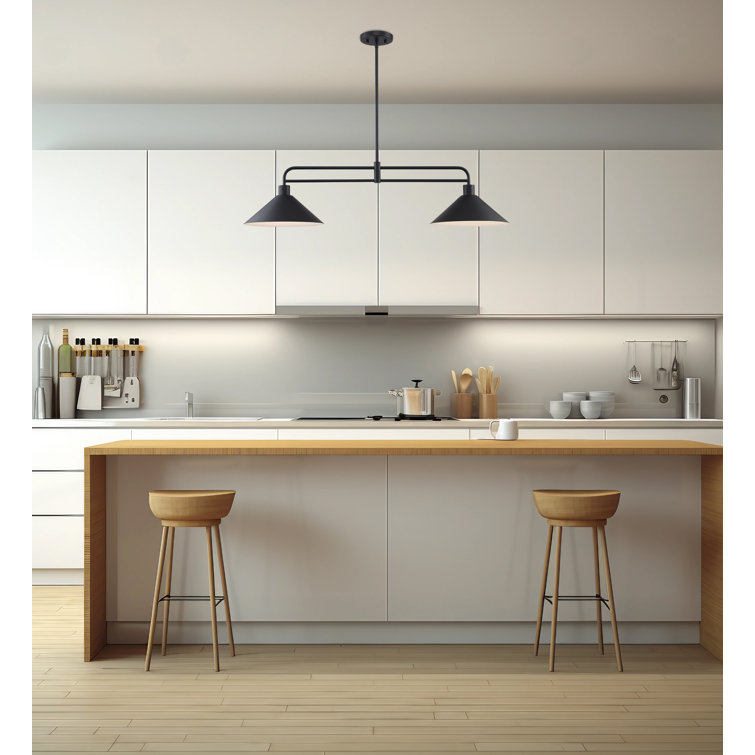 Black Metal 2-Light Industrial Linear Pendant