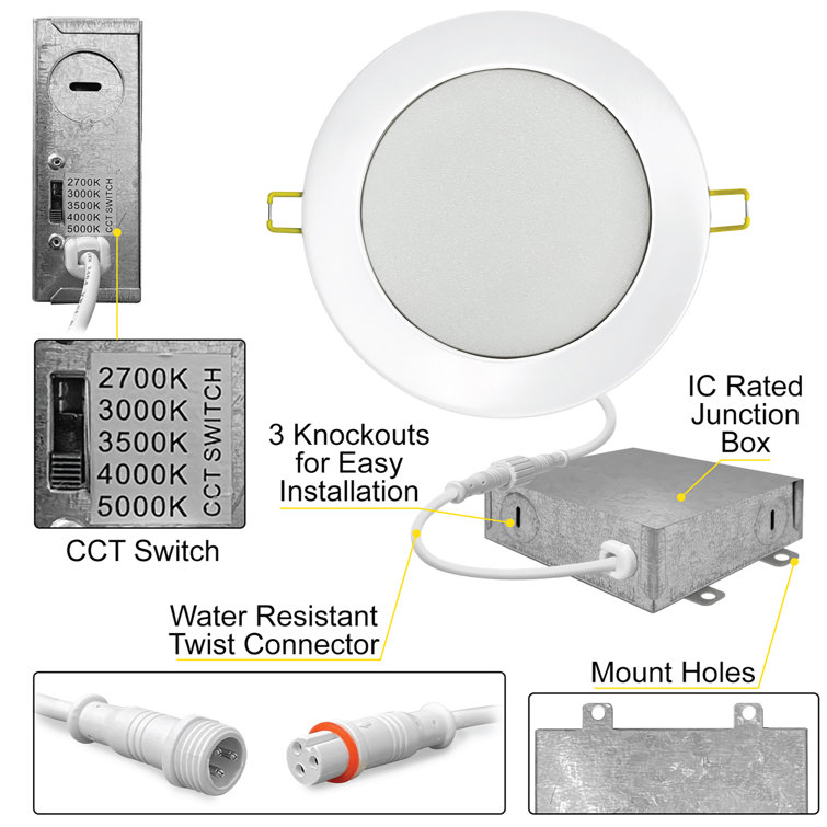NUWATT 12-Pack 4-Inch White Aluminum LED Recessed Lights