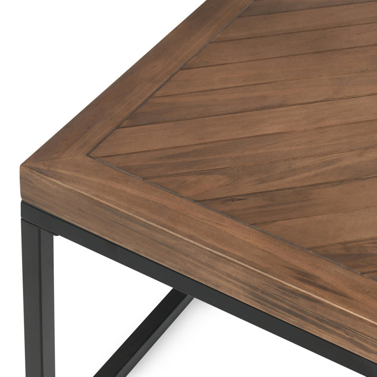 Chevron Reclaimed Wood 30" Square Coffee Table with Iron Base