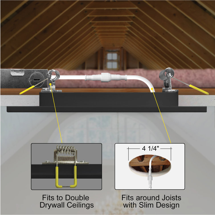 Matte Black Aluminum 4-Inch Square Recessed LED Ceiling Light, 12 Pack