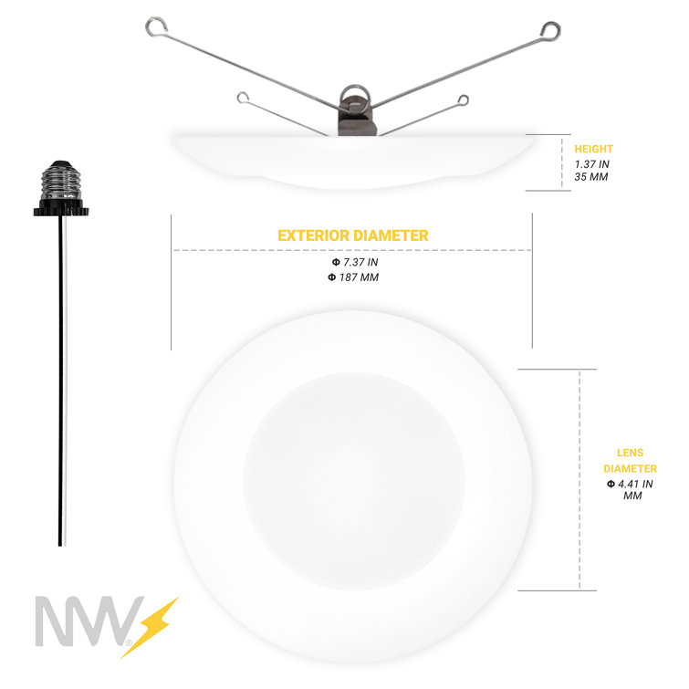 5/6 Inch White Aluminum LED Recessed Lighting Kit, 24 Pack