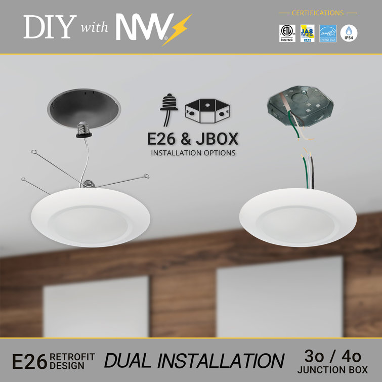 5/6 Inch White Aluminum LED Recessed Lighting Kit, 24 Pack