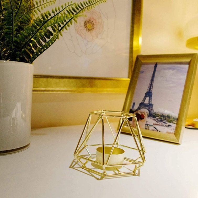 Small Gold Geometric Iron Tealight Candle Holder