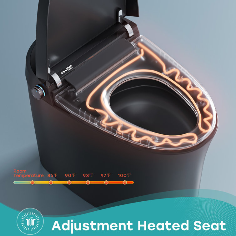 Black Vitreous China Smart Toilet with Dual Flush and Bidet