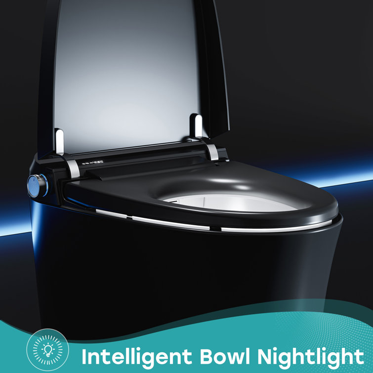 Black Vitreous China Smart Toilet with Dual Flush and Bidet