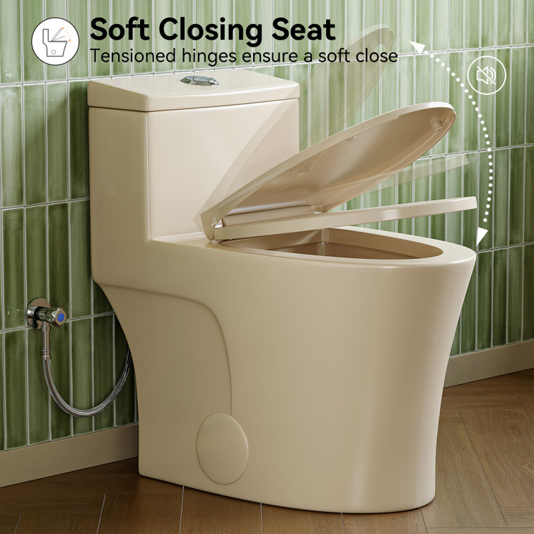 Bisque Elongated Dual Flush High Efficiency Toilet