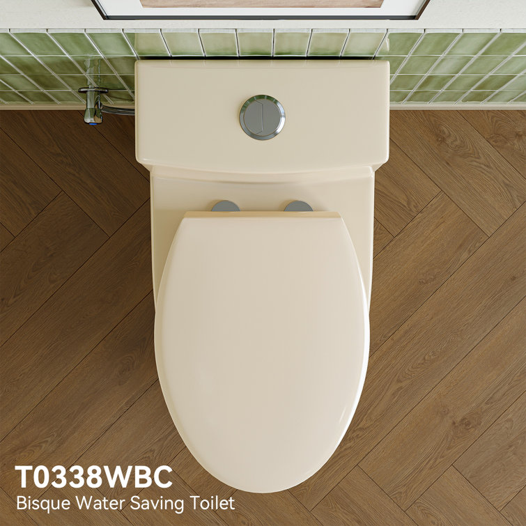 Bisque Elongated Dual Flush High Efficiency Toilet