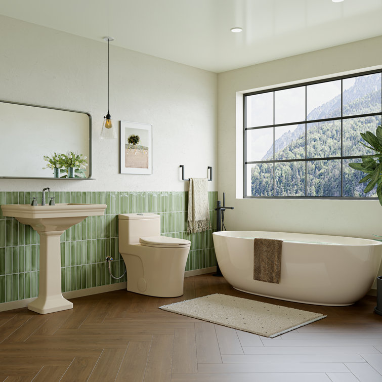 Bisque Elongated Dual Flush High Efficiency Toilet