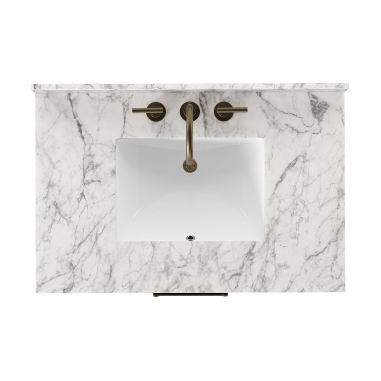Black Wash Oak Veneer and Carrara Marble Single Vanity