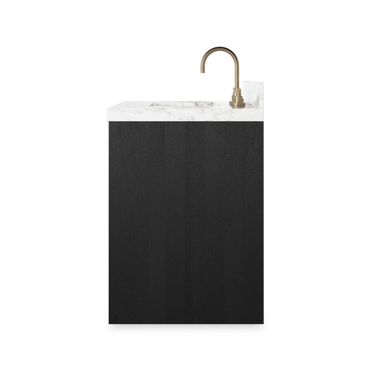 Black Wash Oak Veneer and Carrara Marble Single Vanity