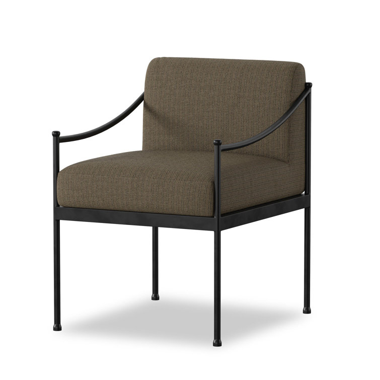 Stripe Upholstered Metal Frame Indoor/Outdoor Dining Chair