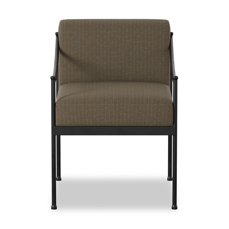 Stripe Upholstered Metal Frame Indoor/Outdoor Dining Chair