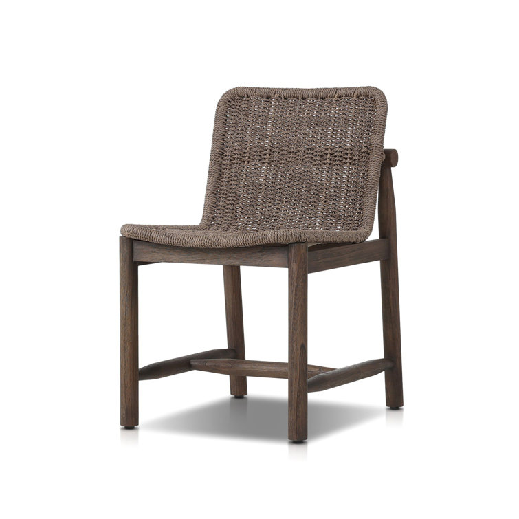 Dark Gray and Brown Woven Outdoor Dining Chair