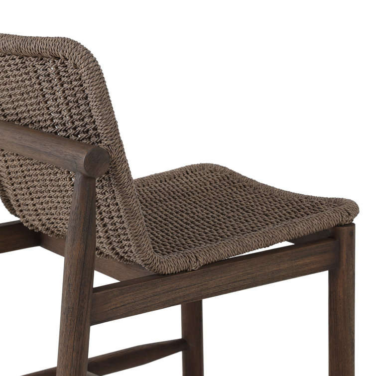 Dark Gray and Brown Woven Outdoor Dining Chair