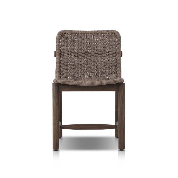 Dark Gray and Brown Woven Outdoor Dining Chair
