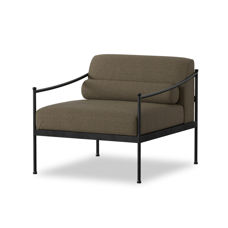 Taupe Woven Aluminum Outdoor Accent Chair with Cushions