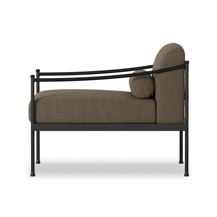 Taupe Woven Aluminum Outdoor Accent Chair with Cushions