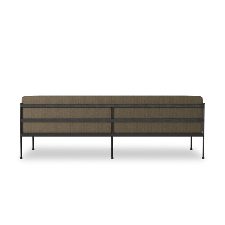 Greige Woven Aluminum Outdoor Couch with Black Finish