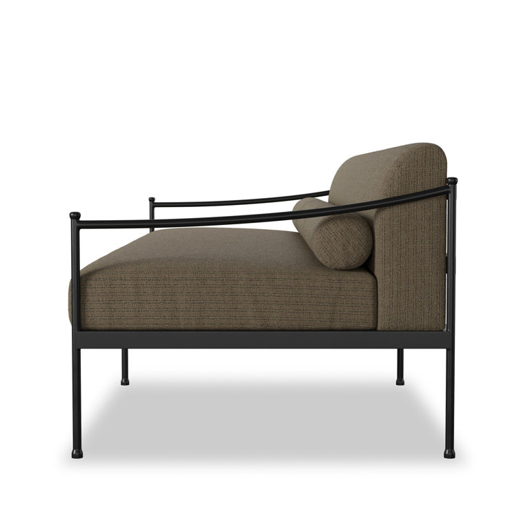 Greige Woven Aluminum Outdoor Couch with Black Finish