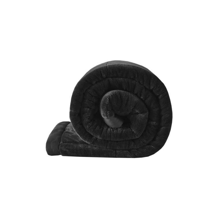 Twin Black Reversible Microfiber Plush Blanket